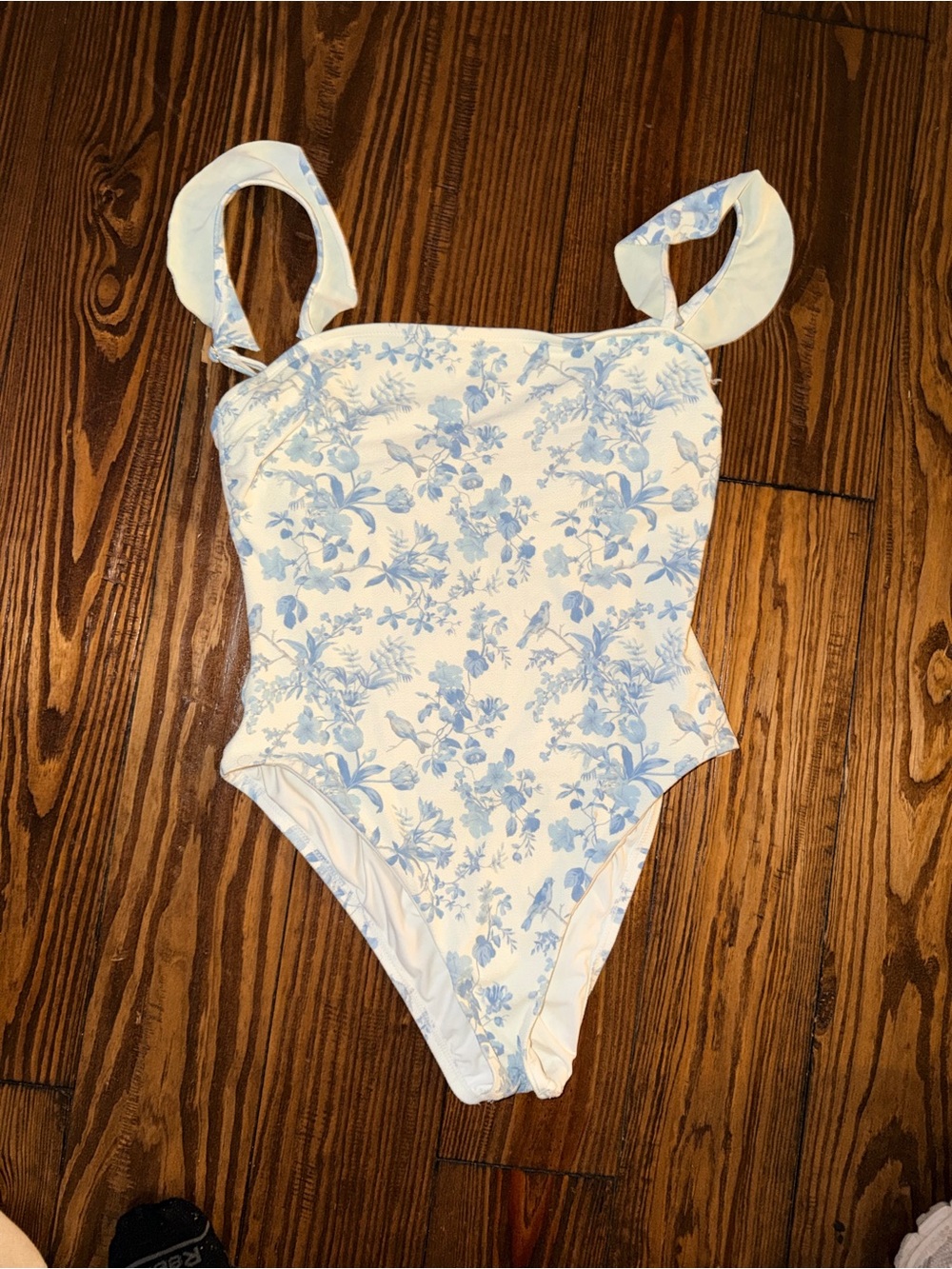 ANTONIO MELANI White and Light Blue Floral One-Piece Swimsuit